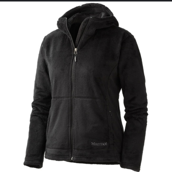 Marmot Black Flair Hoody Plush Fleece Jacket, size medium - Picture 1 of 10